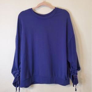 Fabletics Sadie Scrunched Sleeve Pullover in Purple - Oversize Women's Medium